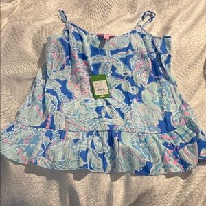 Lilly Pulitzer Tropical Blue and Pink Tank Top